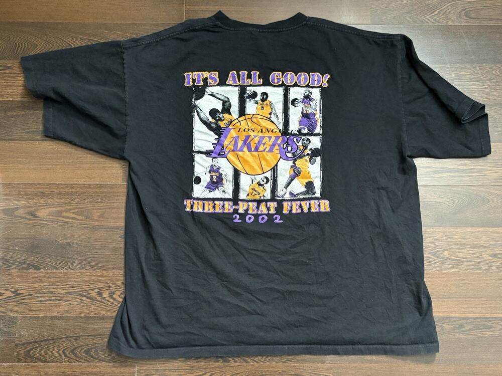 Rare Find TND Los Angeles Lakers 3 Peat Championship Black T Shirt Men’s 3XLarge